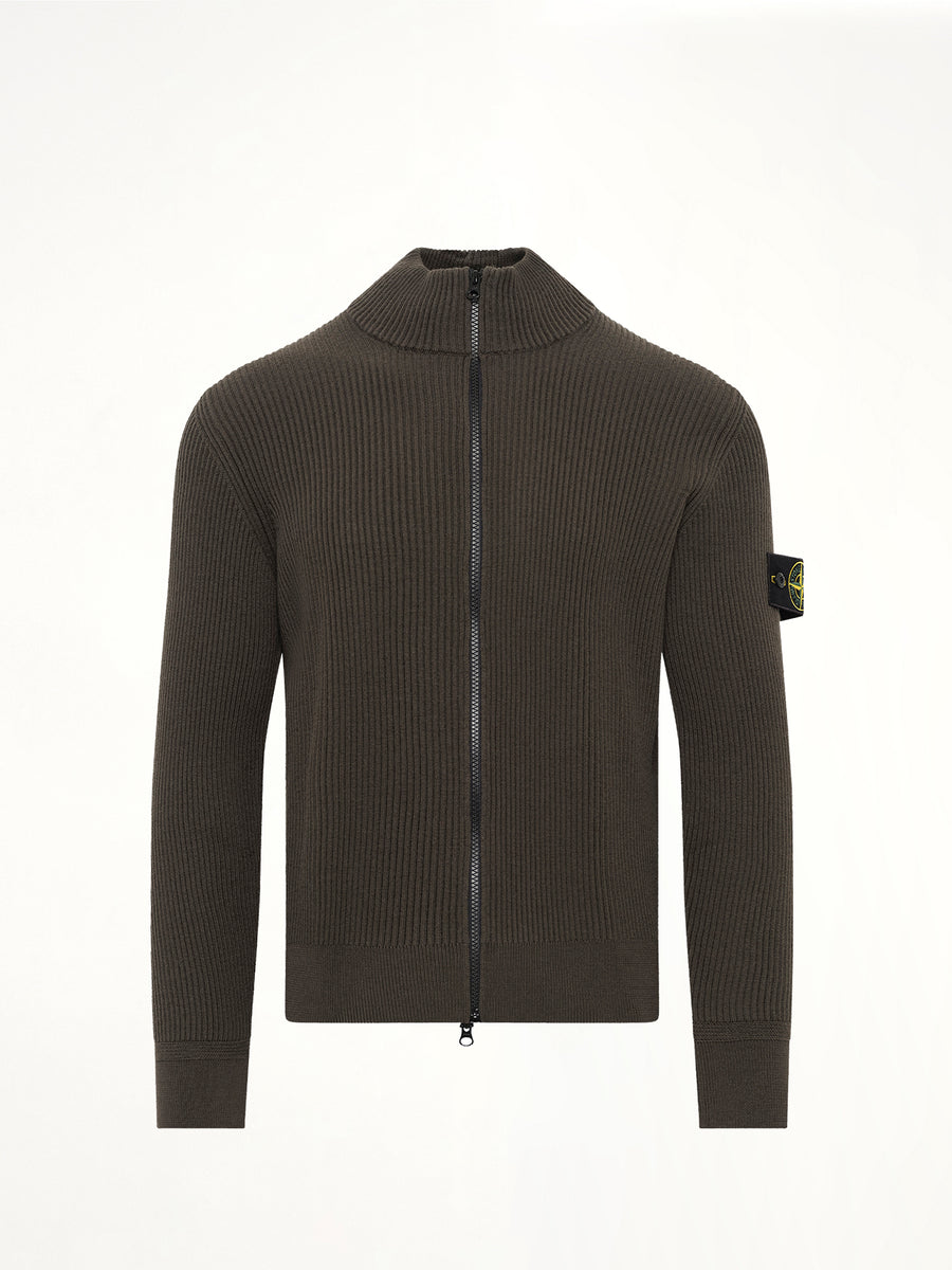 5100017 Full Rib RWS Wool Cardigan in Coal Grey
