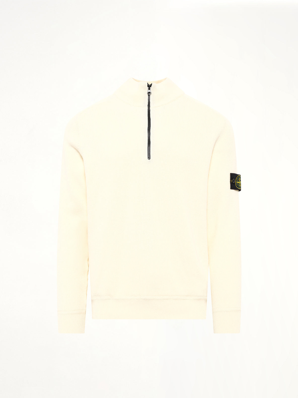 5100124 Ribbed Cotton Half-Zip Sweater in Ivory