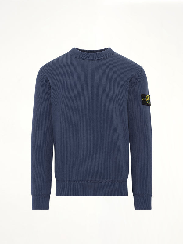 5100154 Ribbed Cotton Crewneck Sweater in Slate Blue