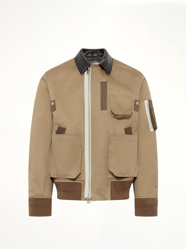 Cotton Chino Blouson in Dark Beige