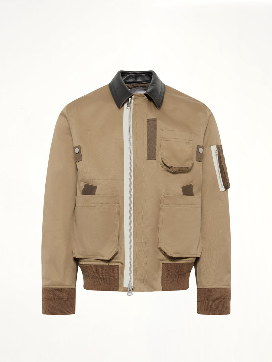 Cotton Chino Blouson in Dark Beige