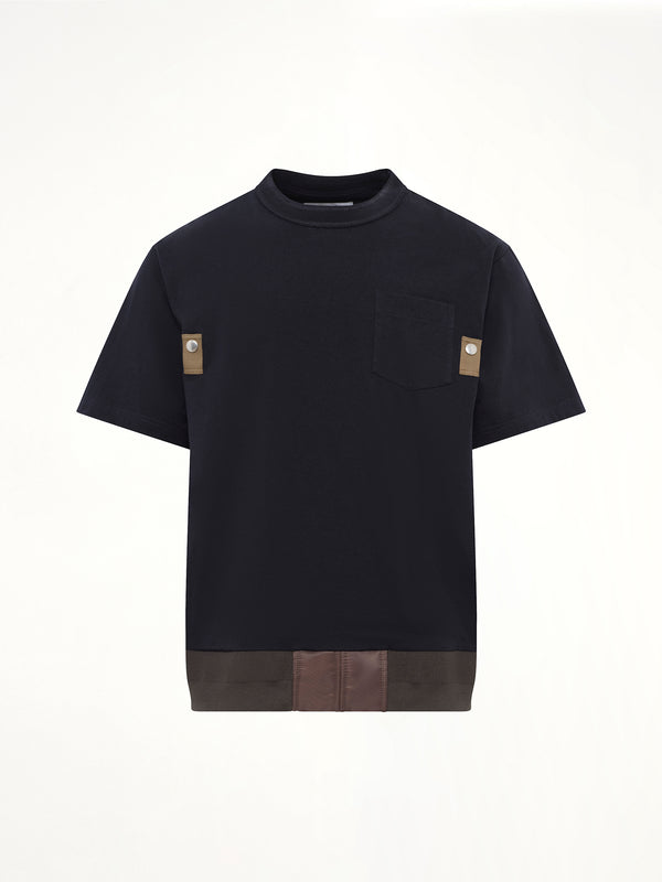 Cotton Jersey T-Shirt in Navy/Dark Khaki