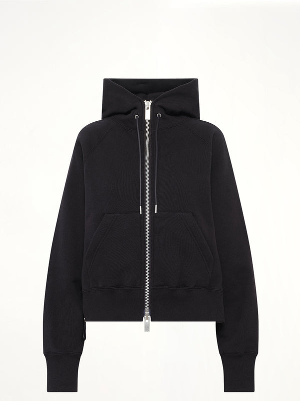 Cotton Jersey Zip Hoodie in Black