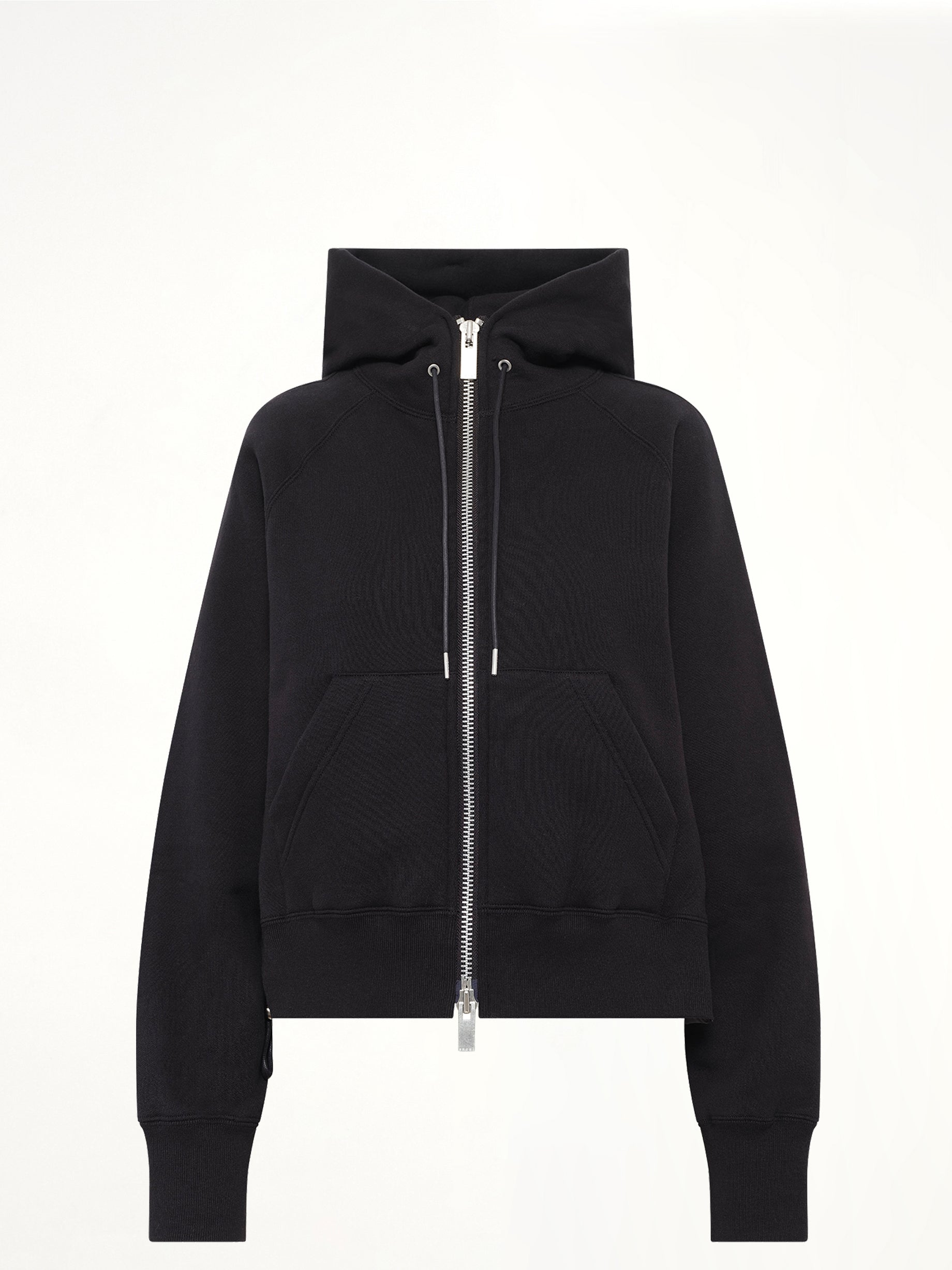 Cotton Jersey Zip Hoodie in Black