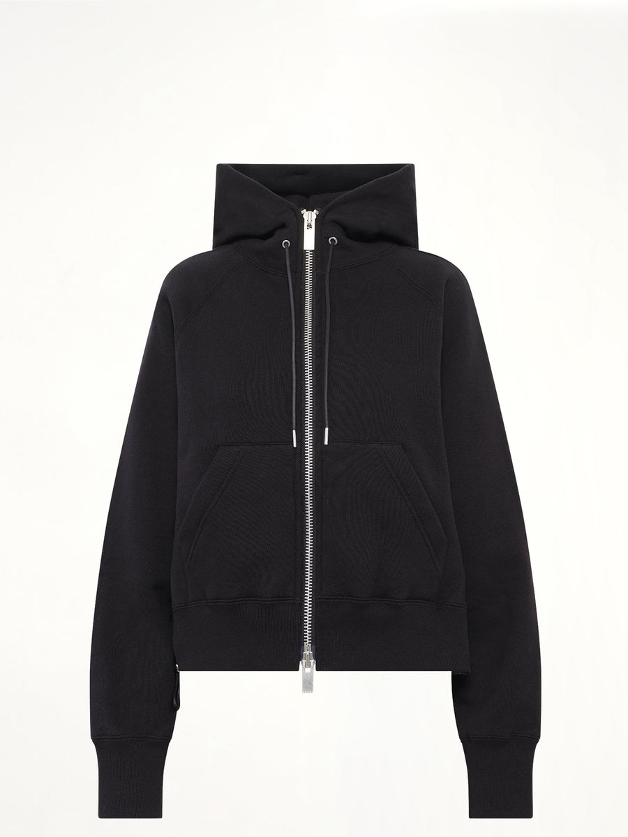 Cotton Jersey Zip Hoodie in Black