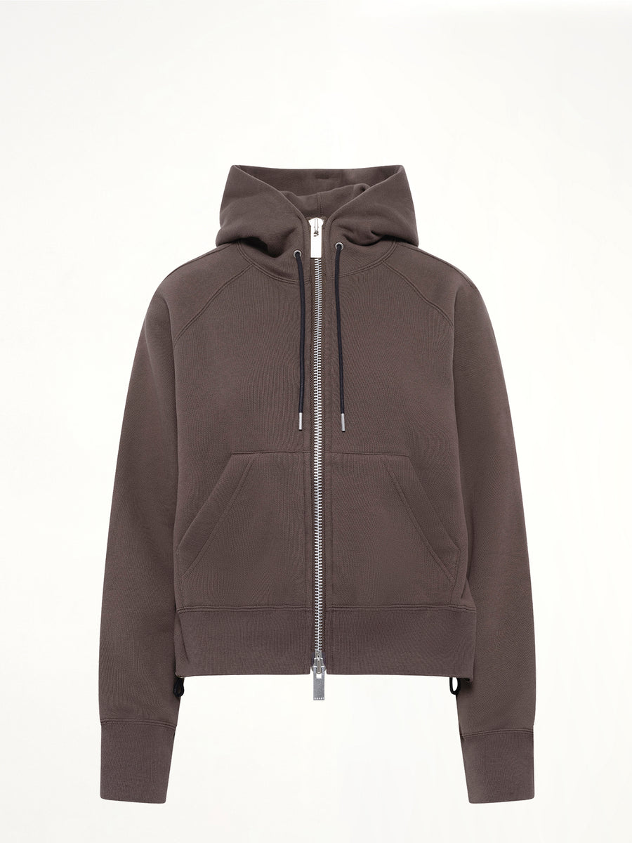 Cotton Jersey Zip Hoodie in Khaki
