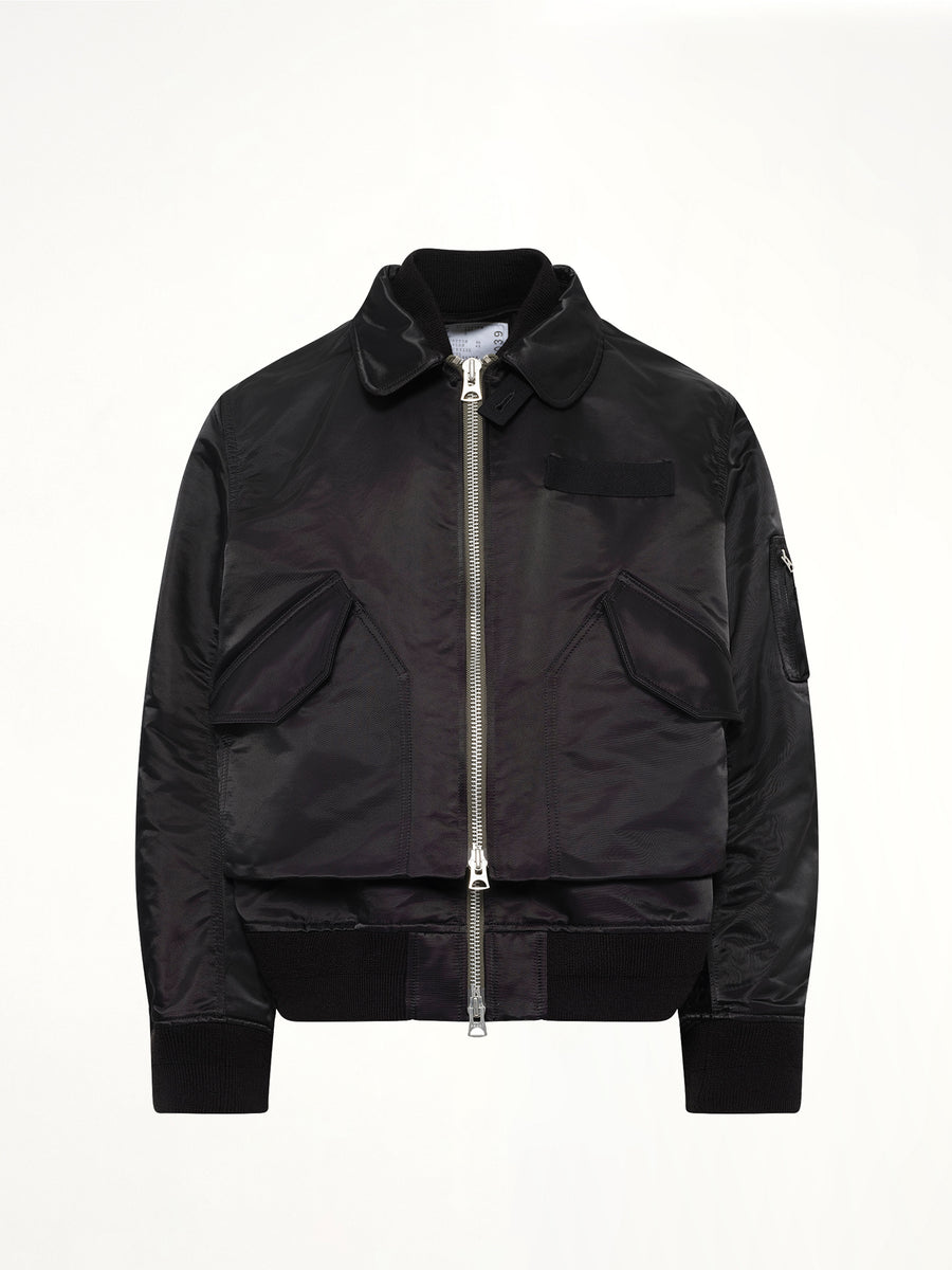 Cotton Nylon Twill Blouson in Black