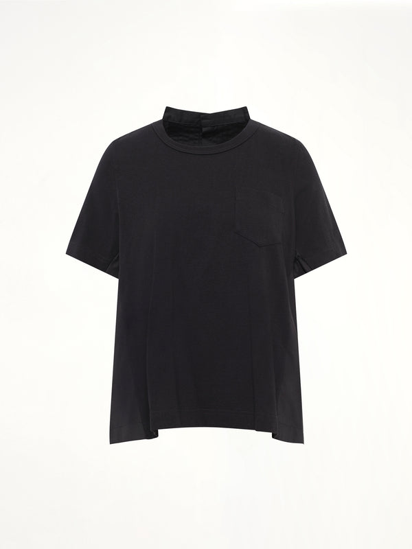 Cotton Poplin x Cotton Jersey T-Shirt in Black