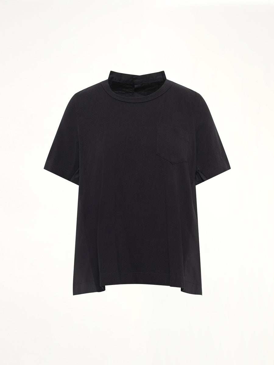 Cotton Poplin x Cotton Jersey T-Shirt in Black