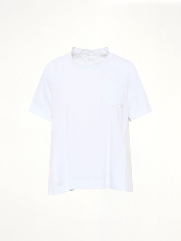 Cotton Poplin x Cotton Jersey T-Shirt in White