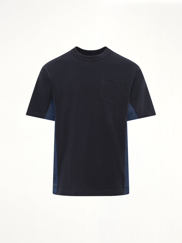 Denim x Cotton Jersey T-Shirt in Navy/Blue