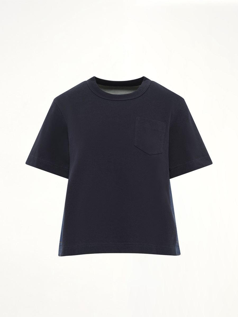 Denim x Cotton Jersey T-Shirt in Navy/Blue