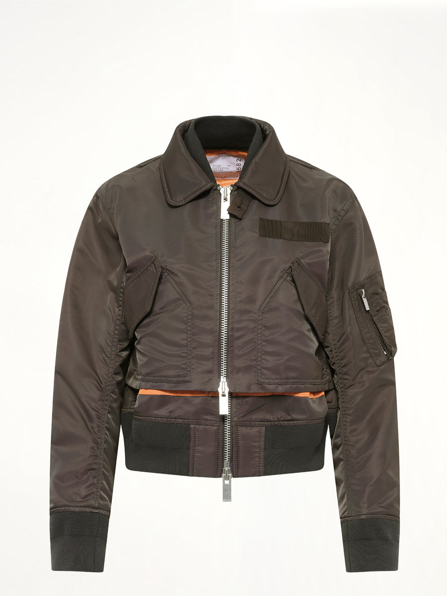 Nylon Twill Blouson in Dark Khaki