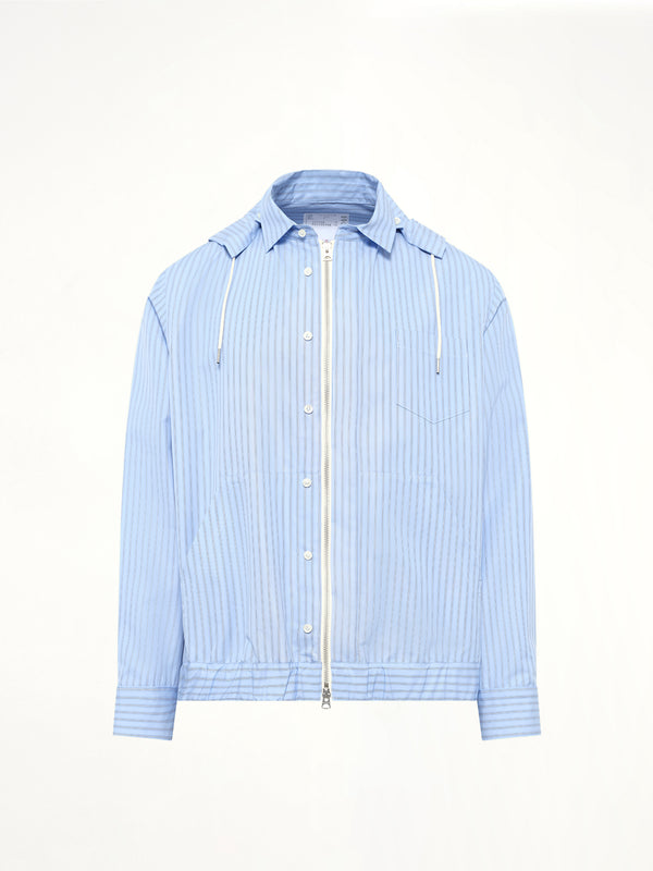 Poplin Hoodie in Light Blue Stripe