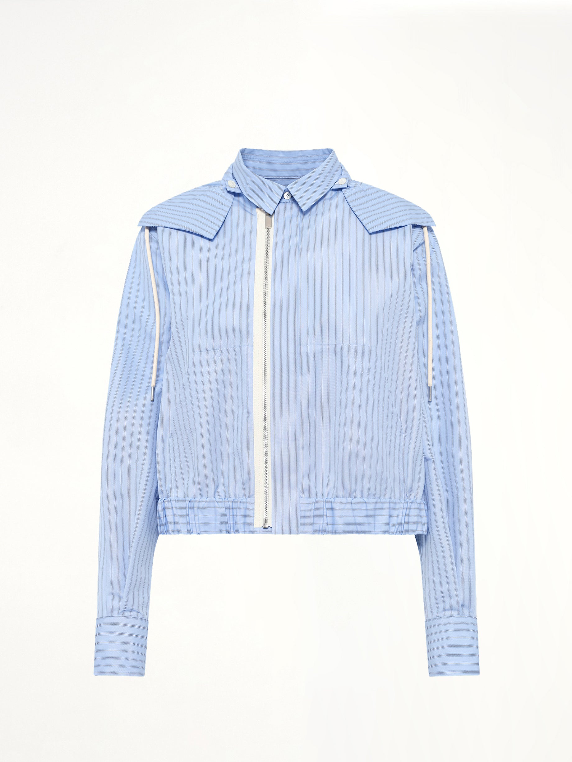 Womens Poplin Hoodie in Light Blue Stripe