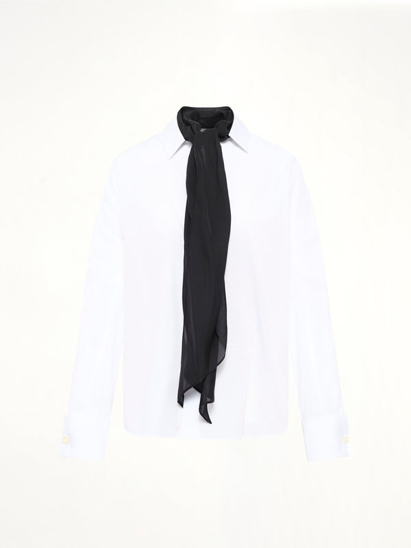 Poplin Shirt with Tie in Off White