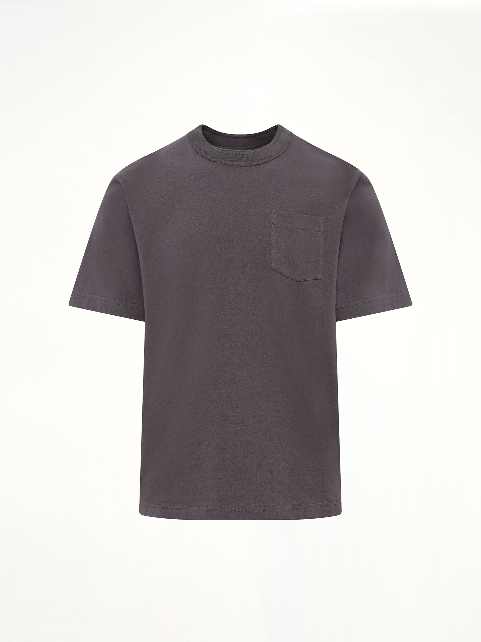Side Zip Cotton T-Shirt in Charcoal Gray