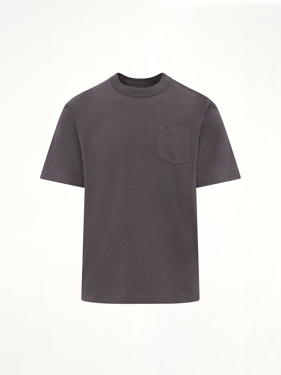 Side Zip Cotton T-Shirt in Charcoal Gray