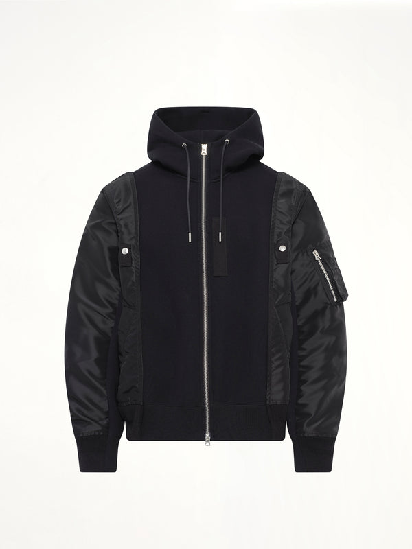 Sponge Sweat x Nylon Twill Hoodie in Black