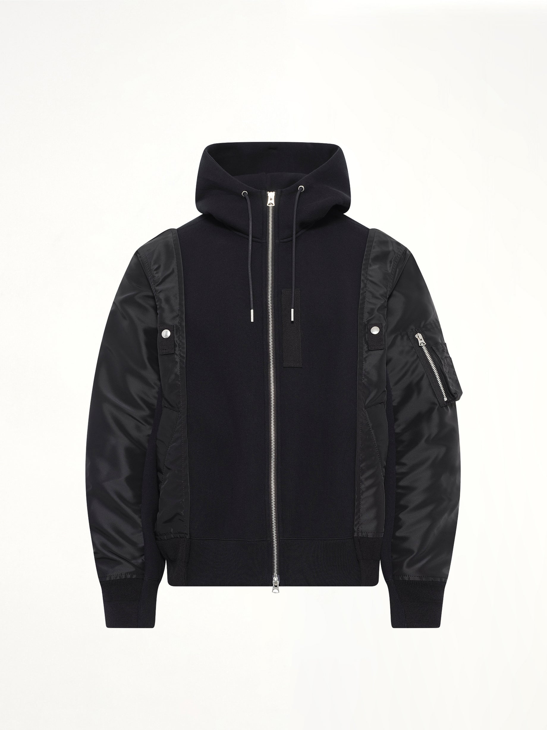 Sponge Sweat x Nylon Twill Hoodie in Black
