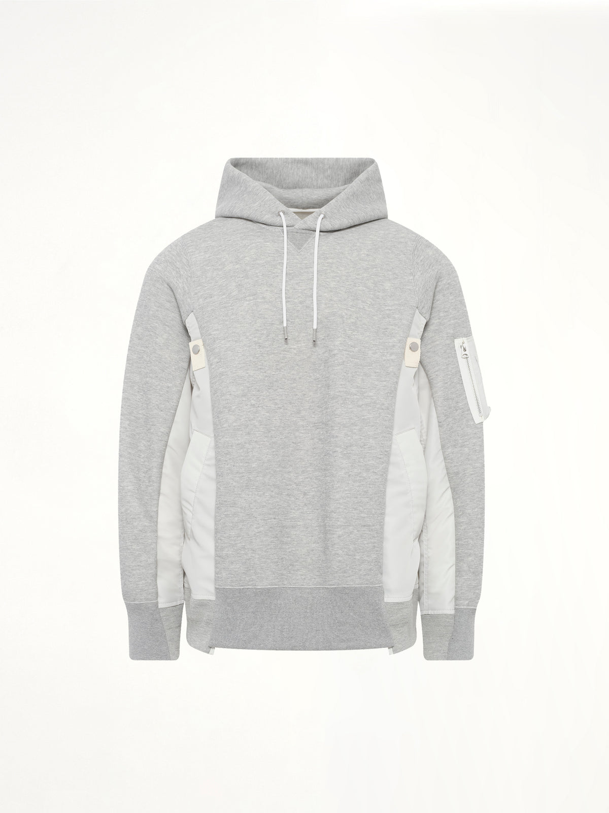 Sponge Sweat x Nylon Twill Hoodie in Light Gray