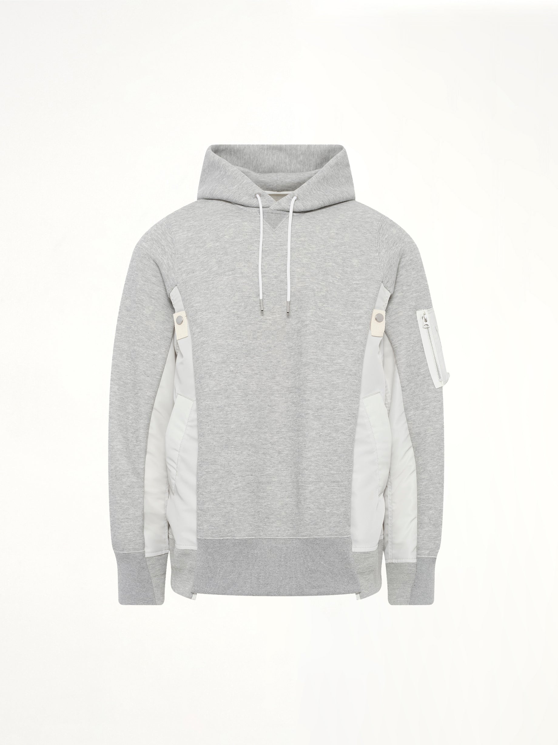 Sponge Sweat x Nylon Twill Hoodie in Light Gray
