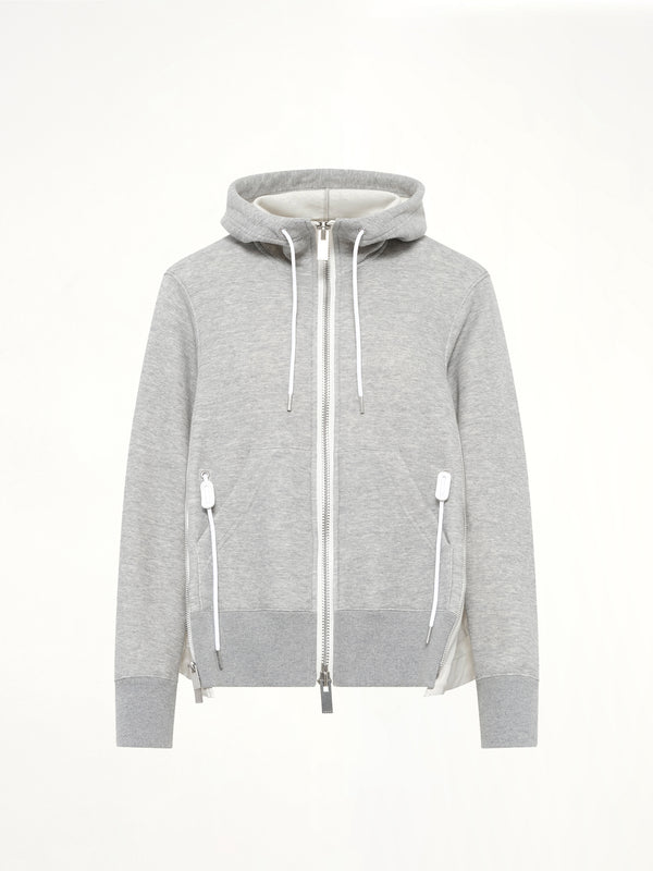 Sponge Sweat x Nylon Twill Hoodie in Light Gray