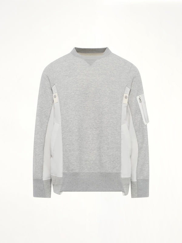 Sponge Sweat x Nylon Twill Sweatshirt in Light Gray