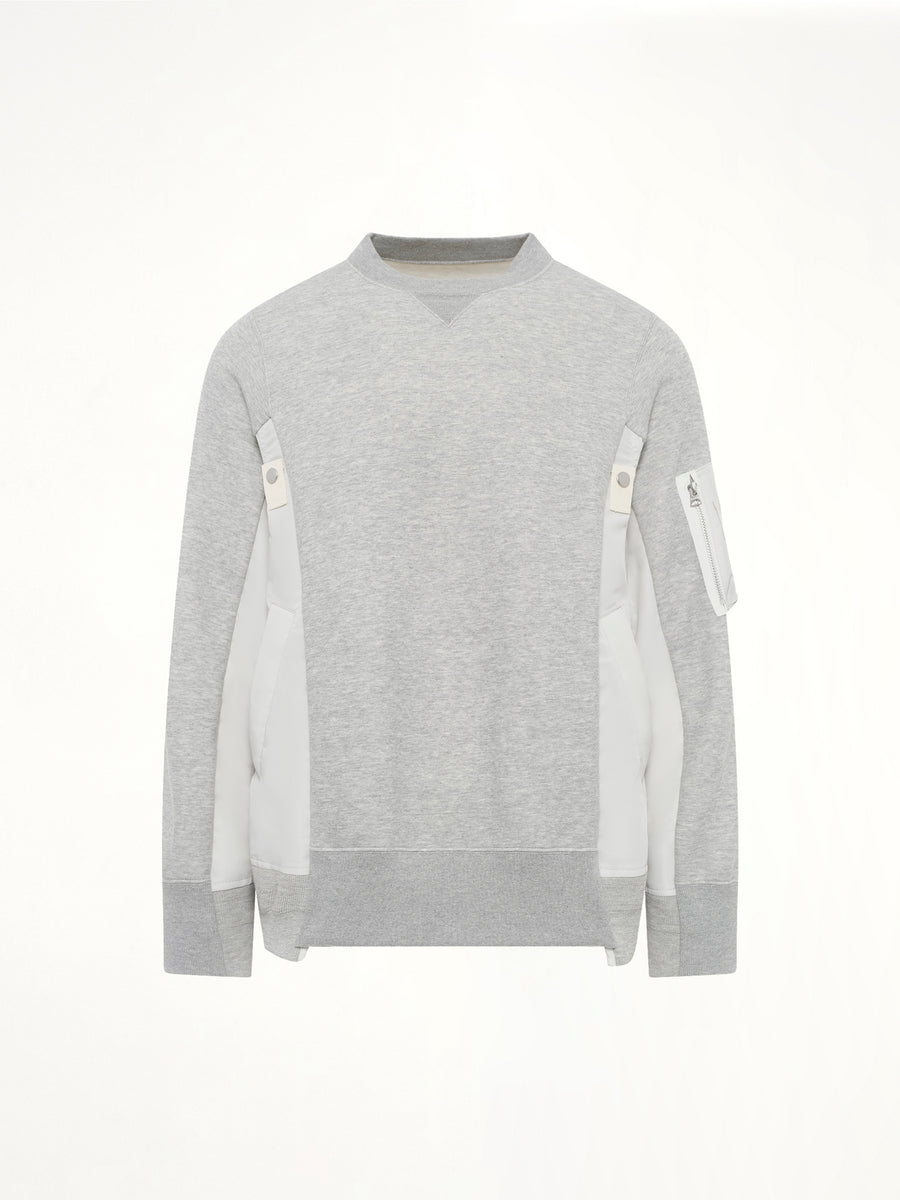 Sponge Sweat x Nylon Twill Sweatshirt in Light Gray