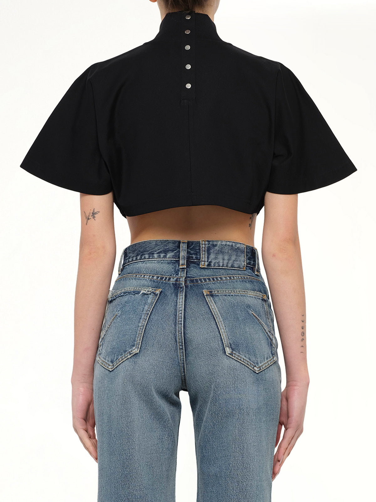 Cotton Jersey Highneck T-Shirt in Black