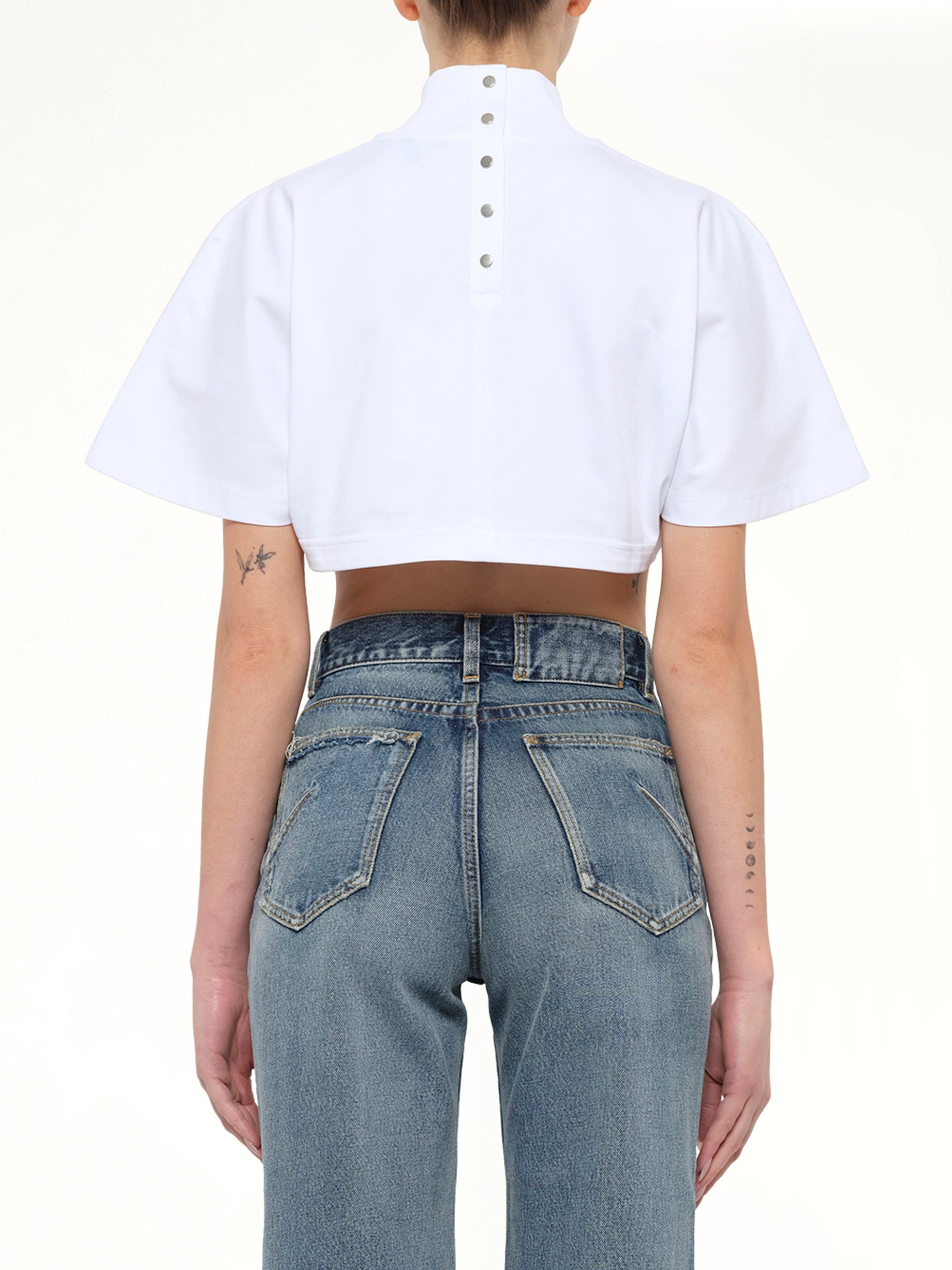 Cotton Jersey Highneck T-Shirt in White
