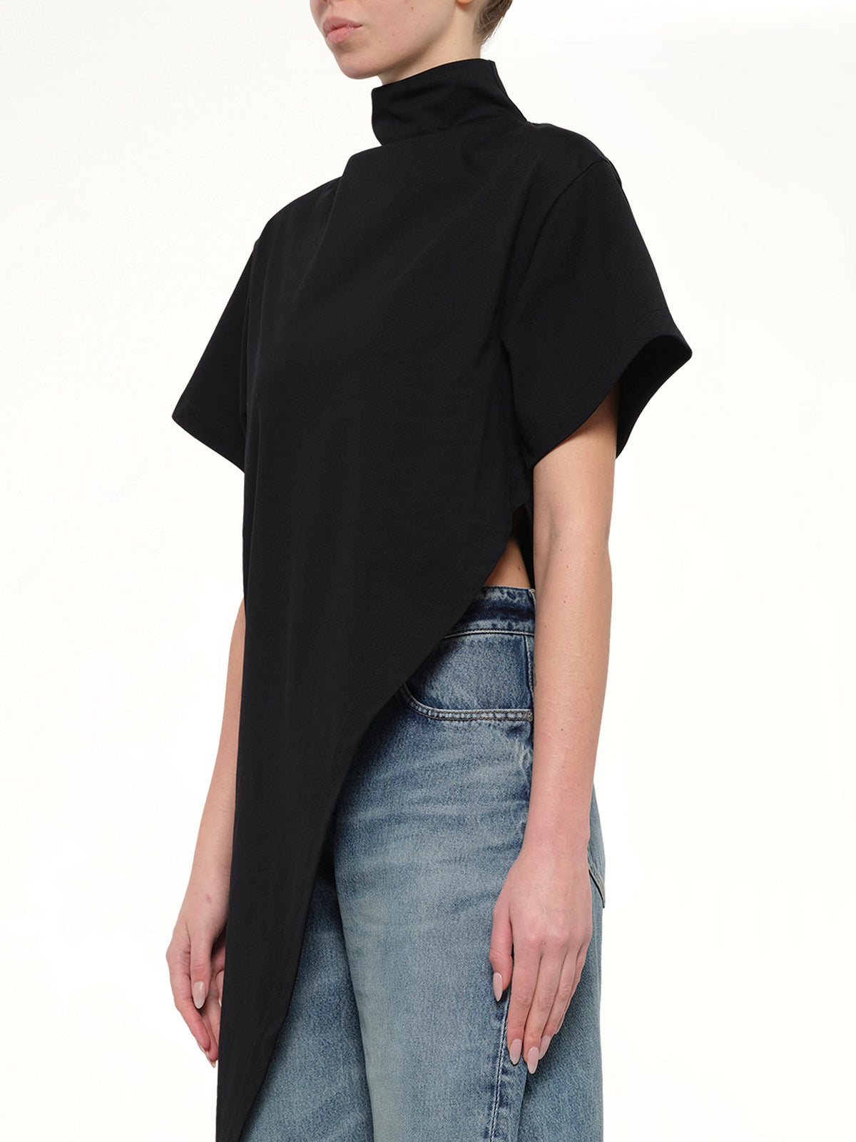 Cotton Jersey Triangle T-Shirt in Black