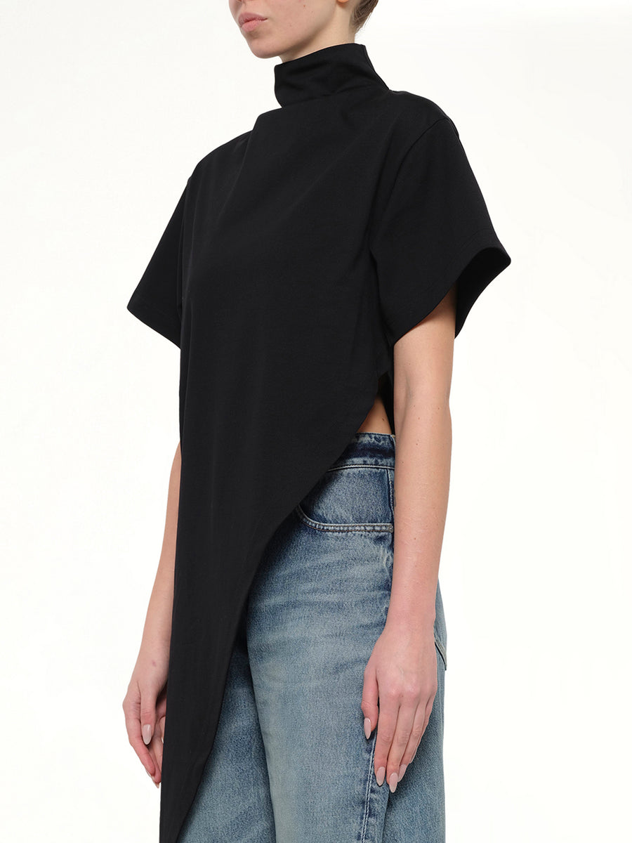 Cotton Jersey Triangle T-Shirt in Black