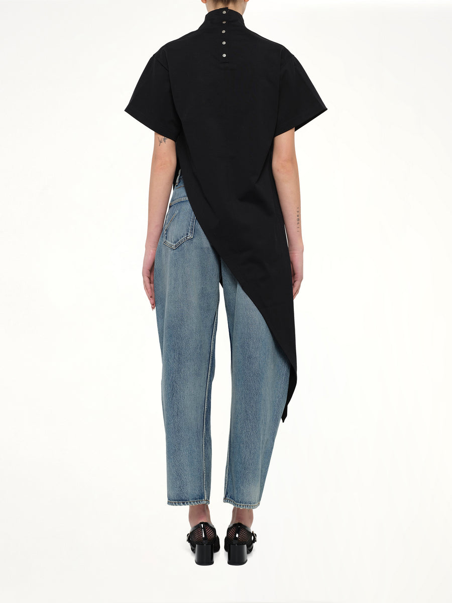 Cotton Jersey Triangle T-Shirt in Black