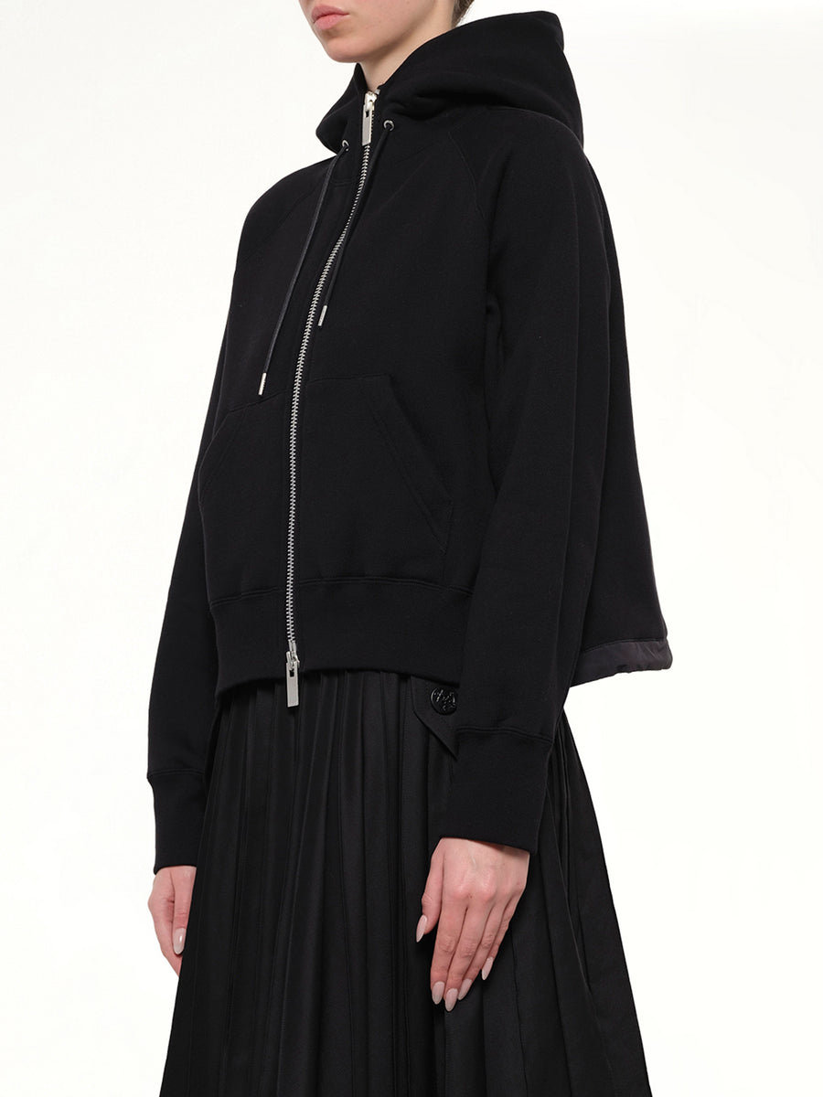 Cotton Jersey Zip Hoodie in Black