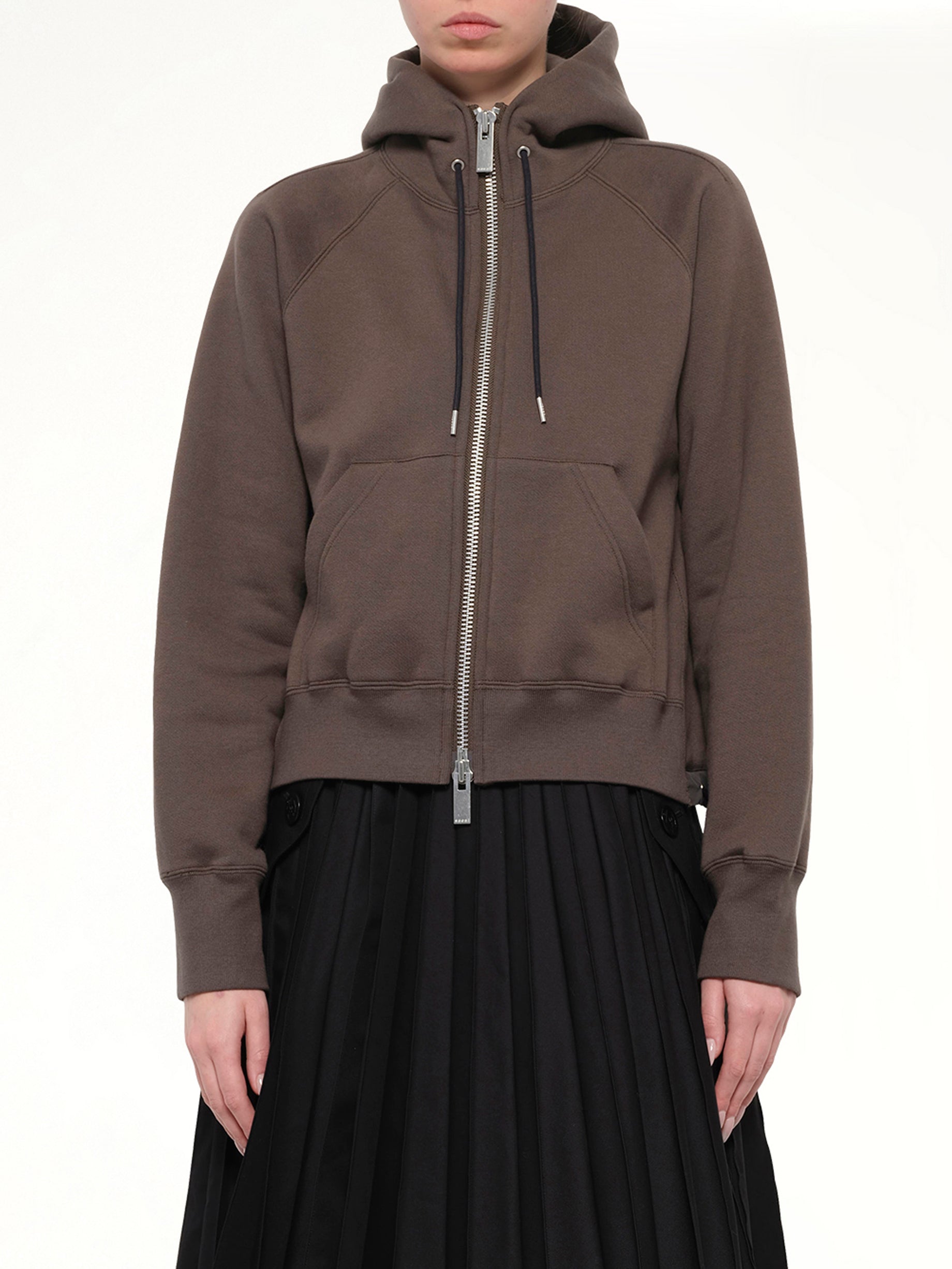 Cotton Jersey Zip Hoodie in Khaki