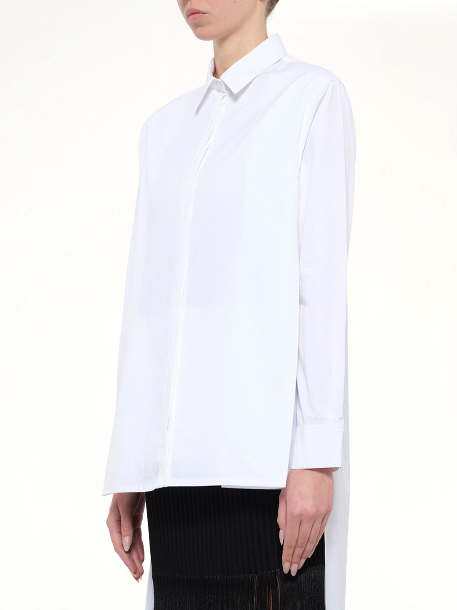 Cotton Poplin Asymmetric Shirt in White