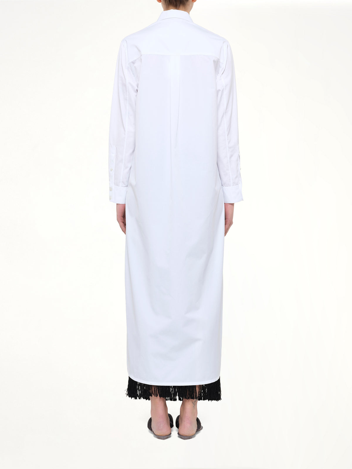Cotton Poplin Asymmetric Shirt in White