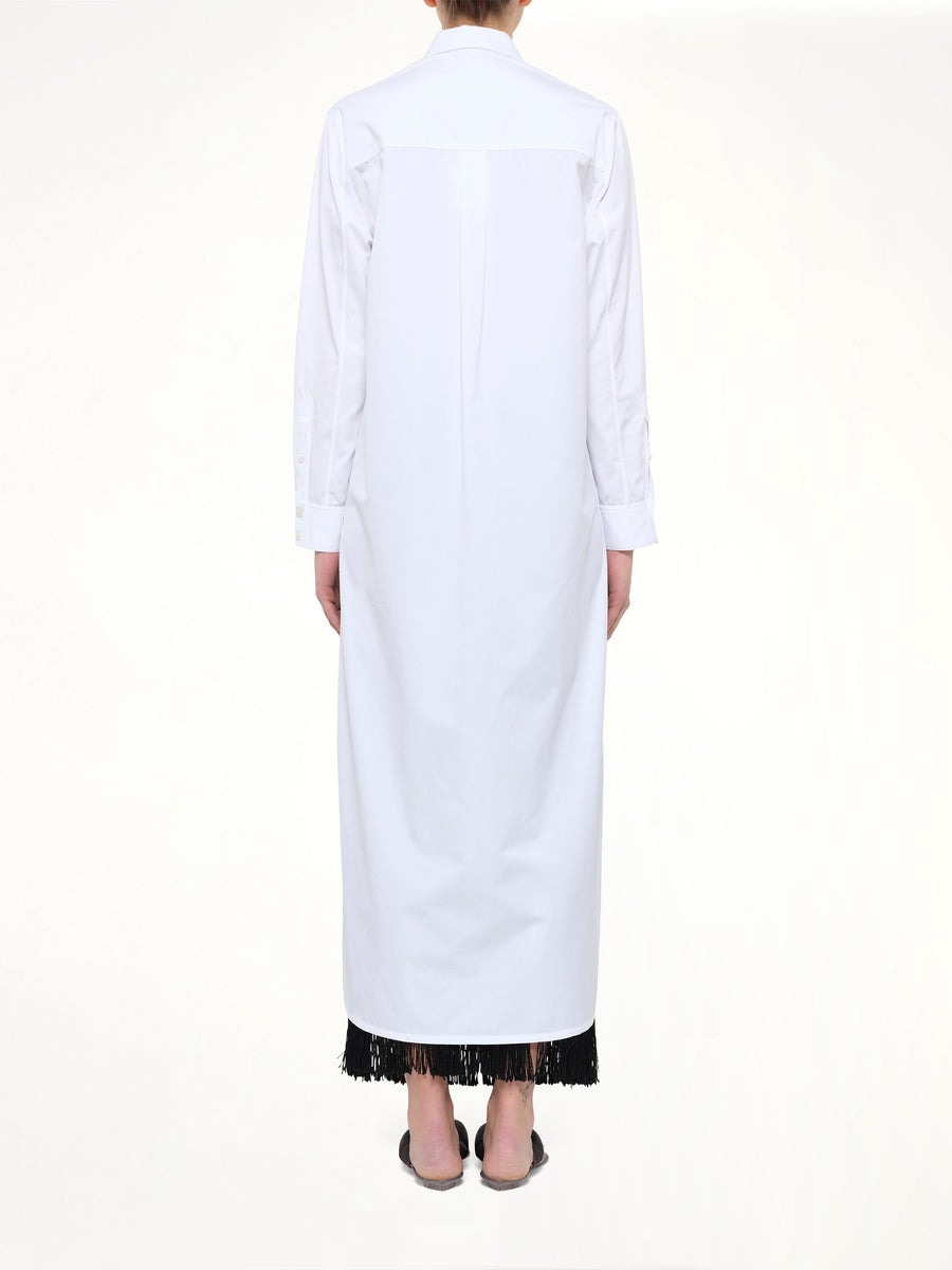 Cotton Poplin Asymmetric Shirt in White