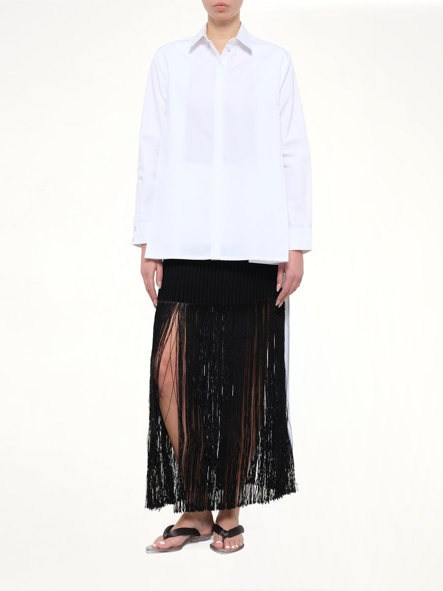 Cotton Poplin Asymmetric Shirt in White