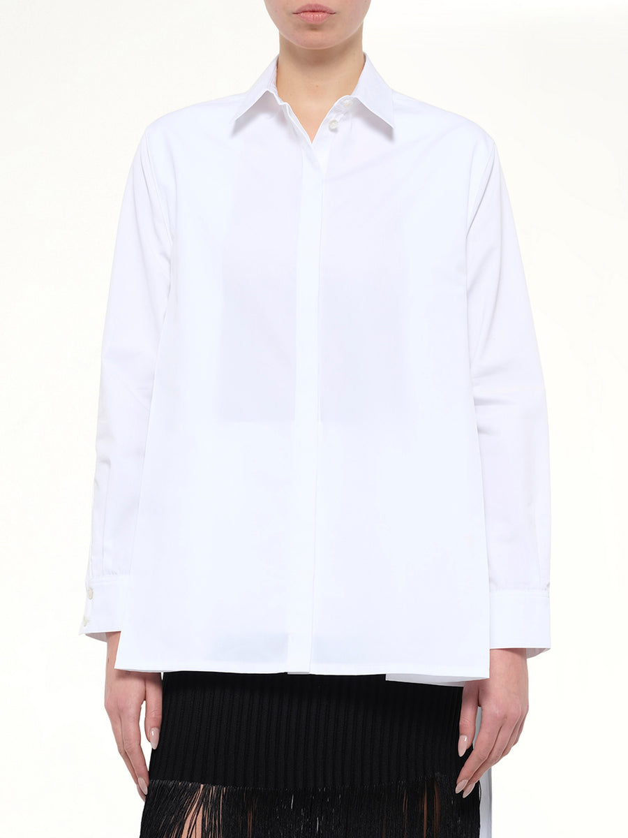 Cotton Poplin Asymmetric Shirt in White