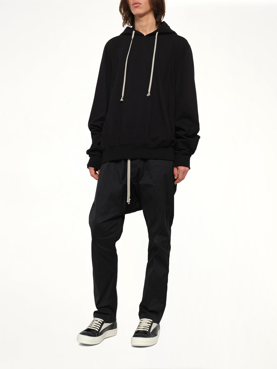 Cotton Poplin Drawstring Long in Black