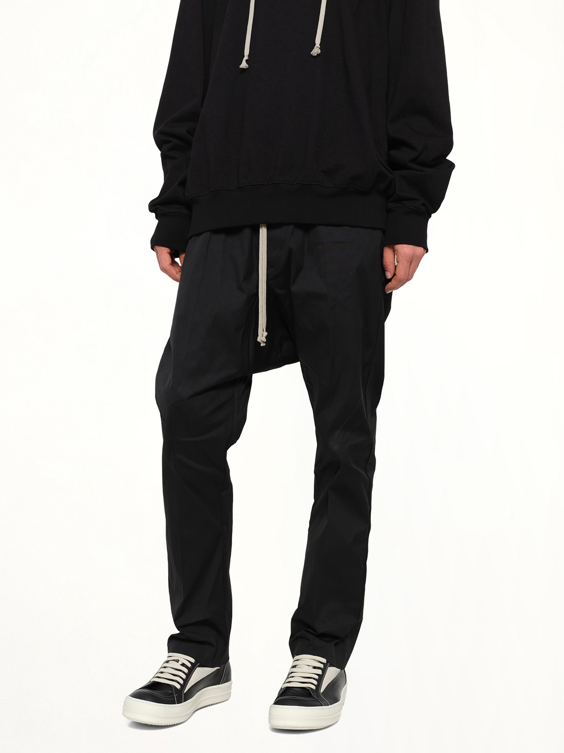 Cotton Poplin Drawstring Long in Black