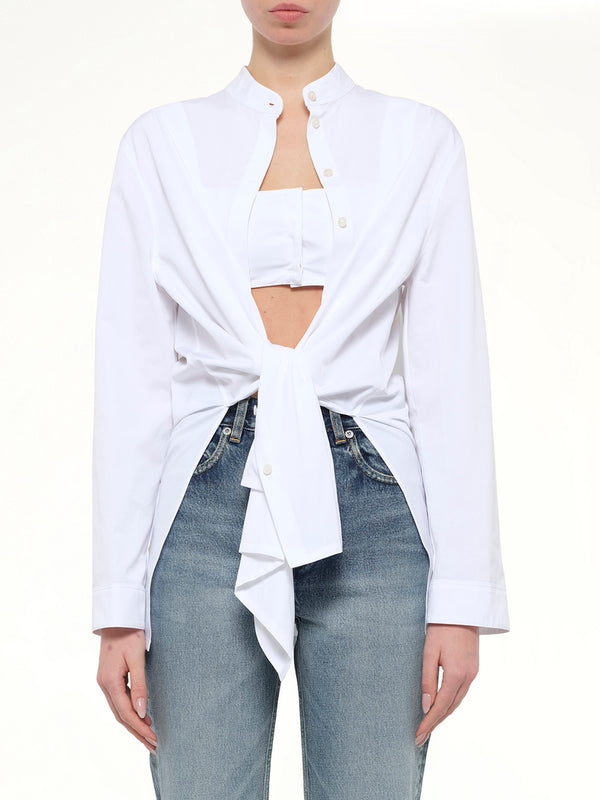 Cotton Poplin Shirt Set in White