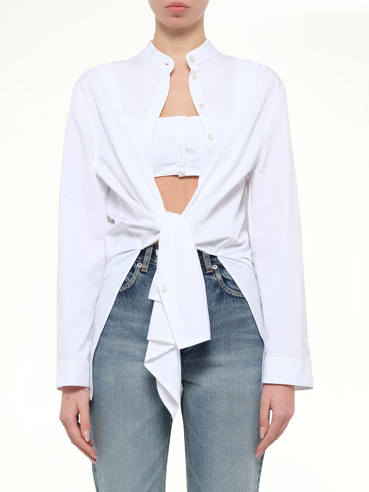 Cotton Poplin Shirt Set in White