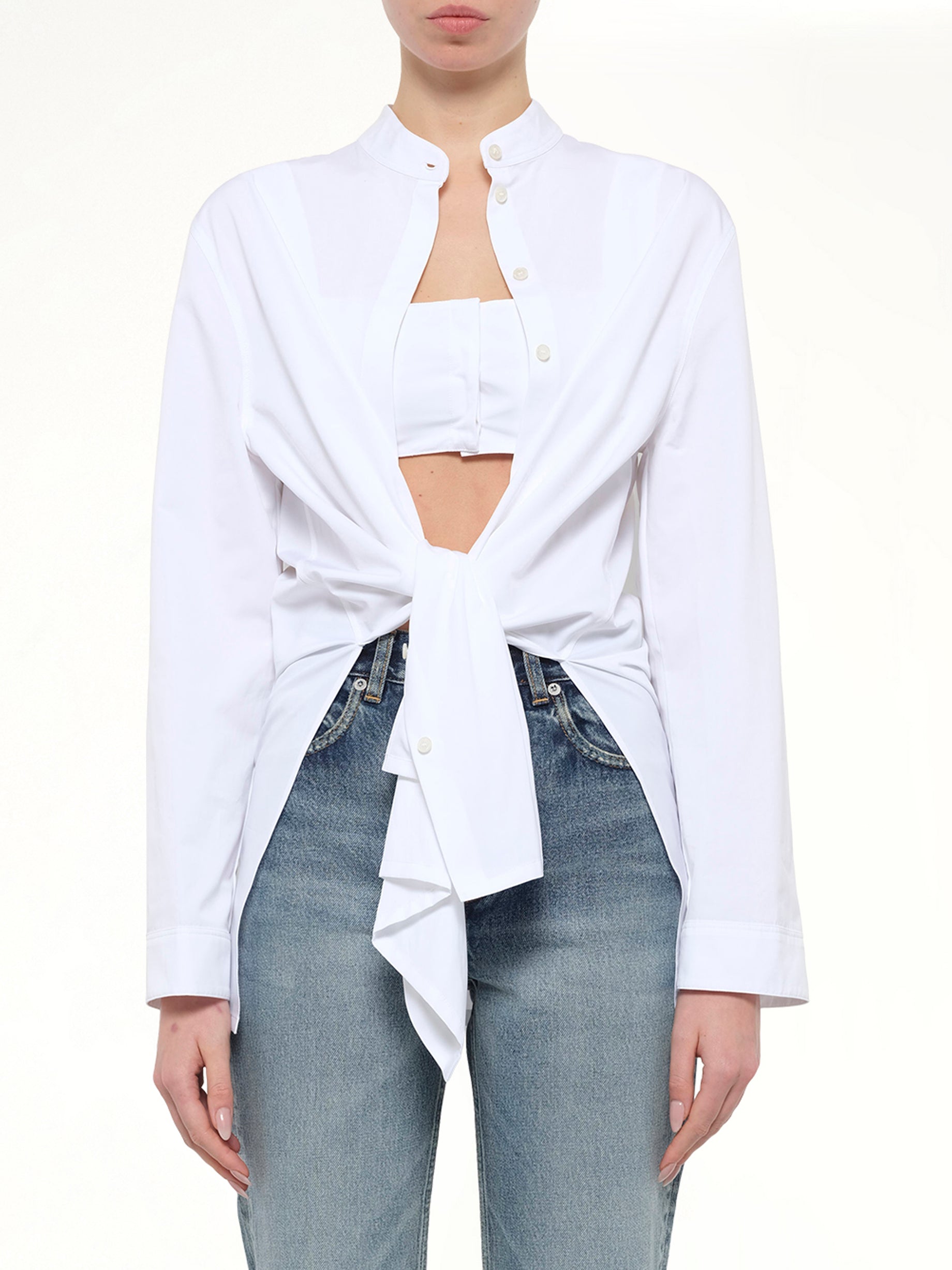 Cotton Poplin Shirt Set in White