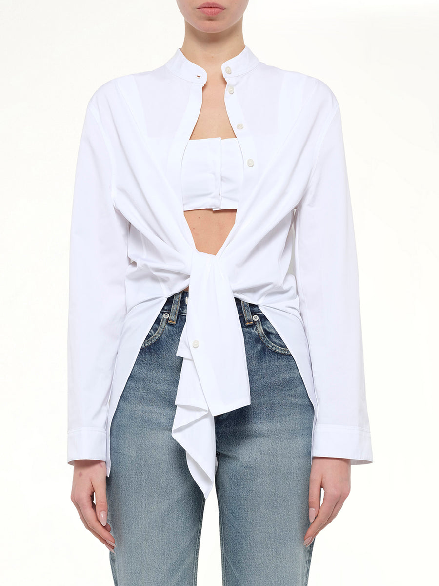 Cotton Poplin Shirt Set in White