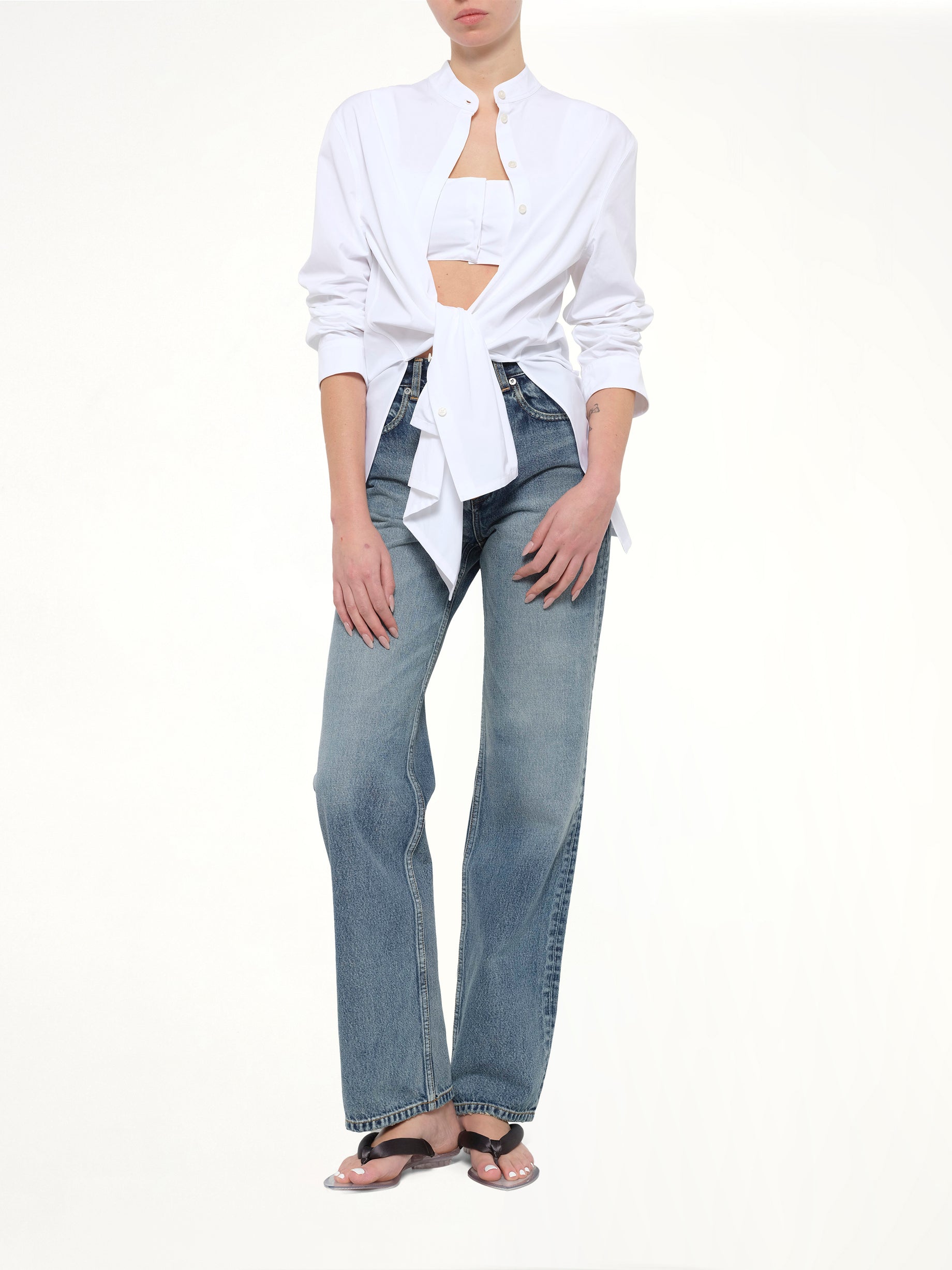Cotton Poplin Shirt Set in White