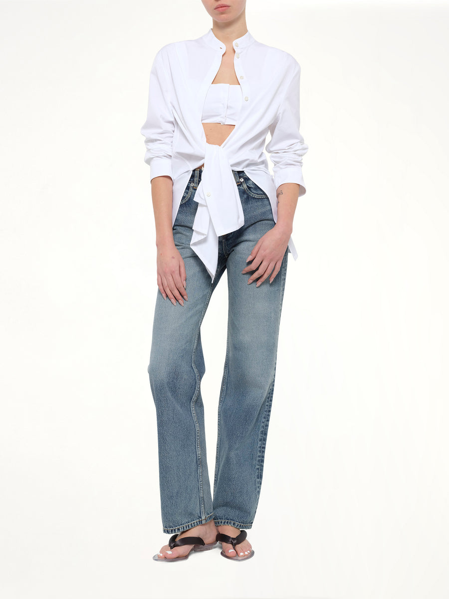 Cotton Poplin Shirt Set in White