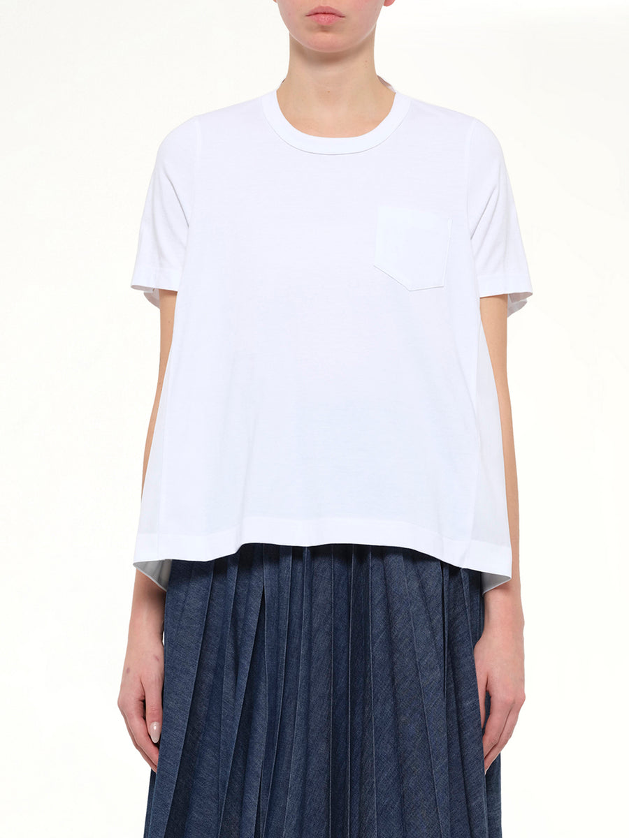 Cotton Poplin x Cotton Jersey T-Shirt in White